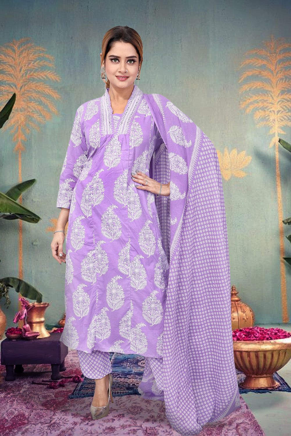 Light Purple Kurti Pant Set