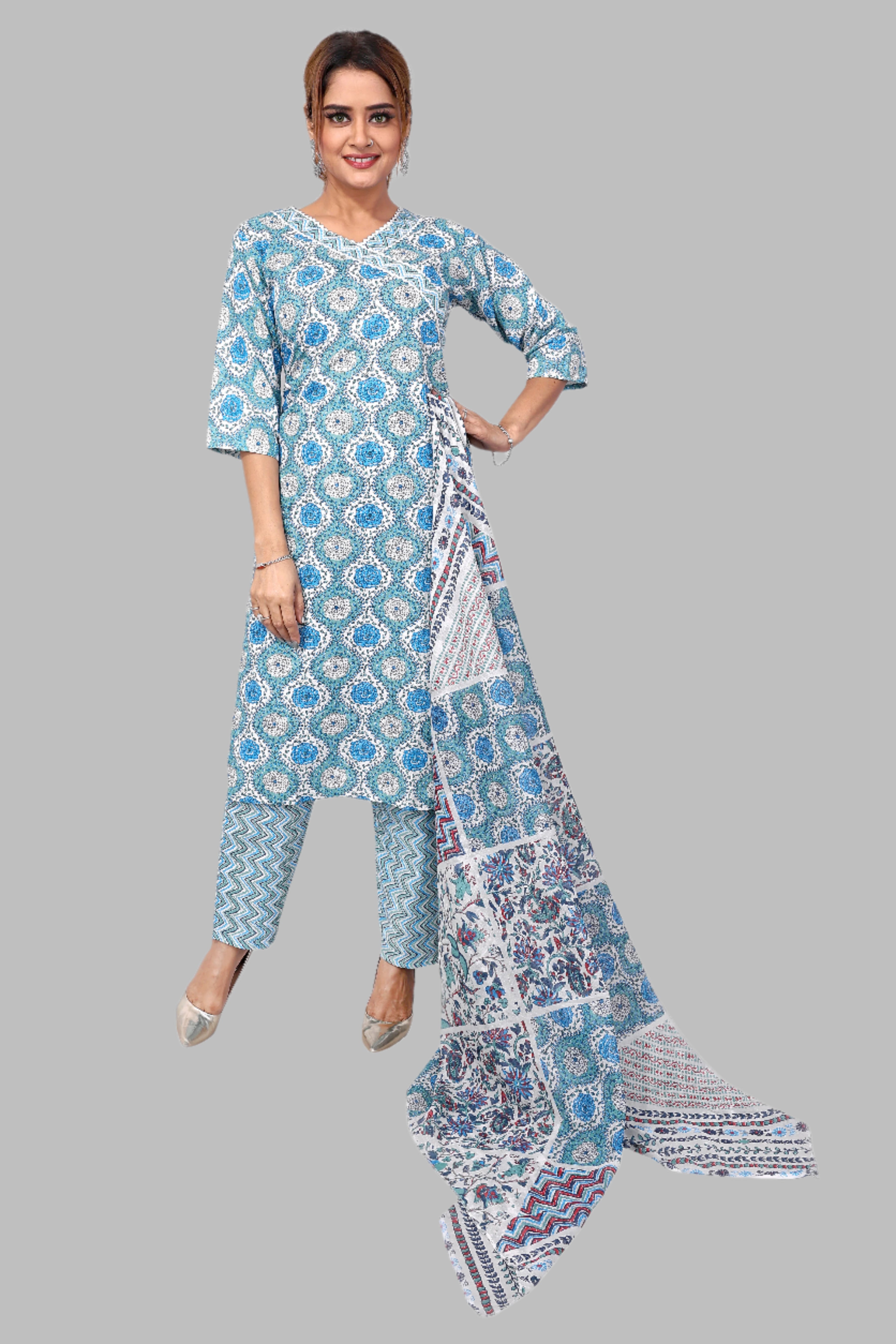 light blue Stylish Kurti Set