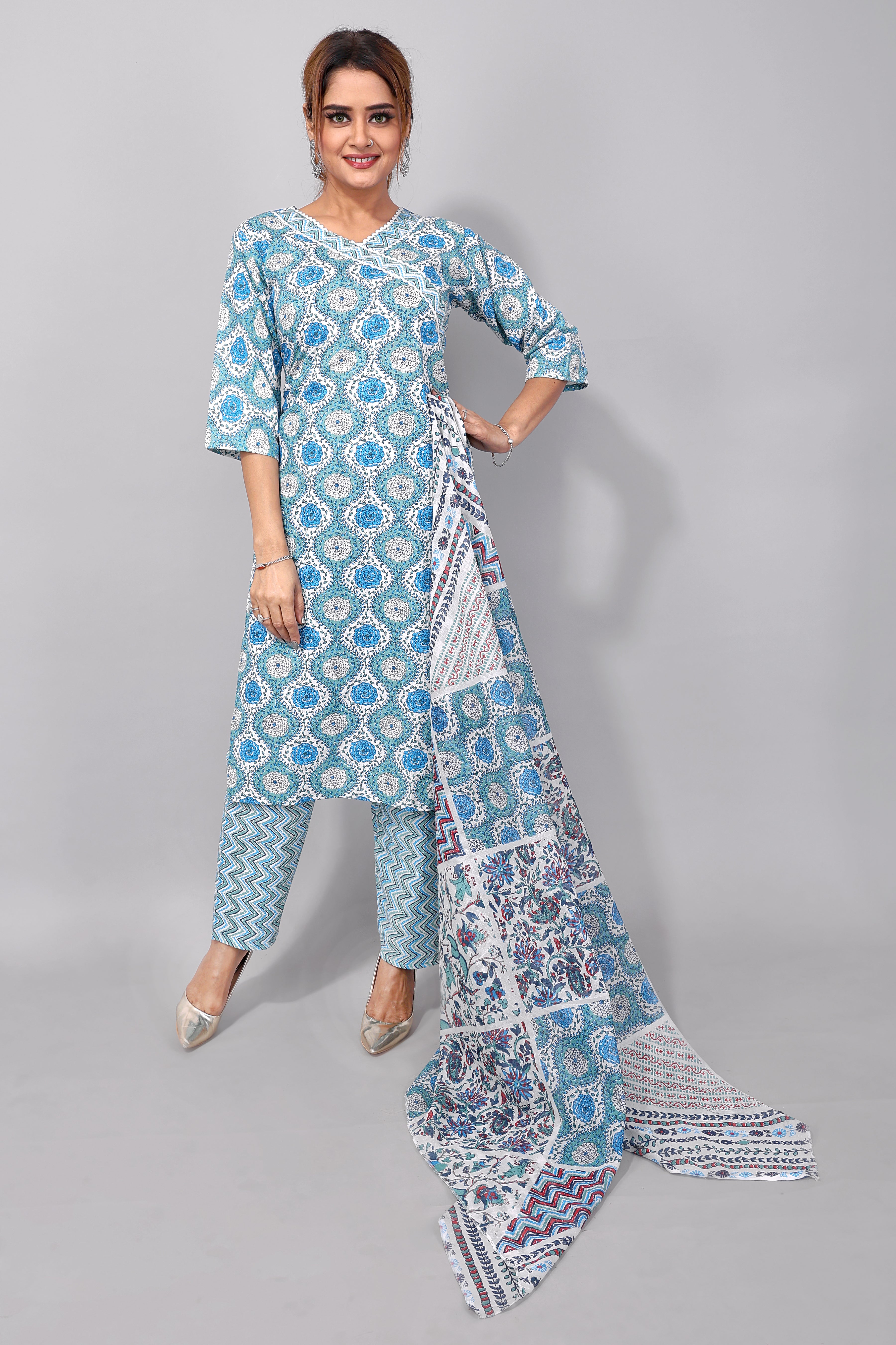 light blue Stylish Kurti Set