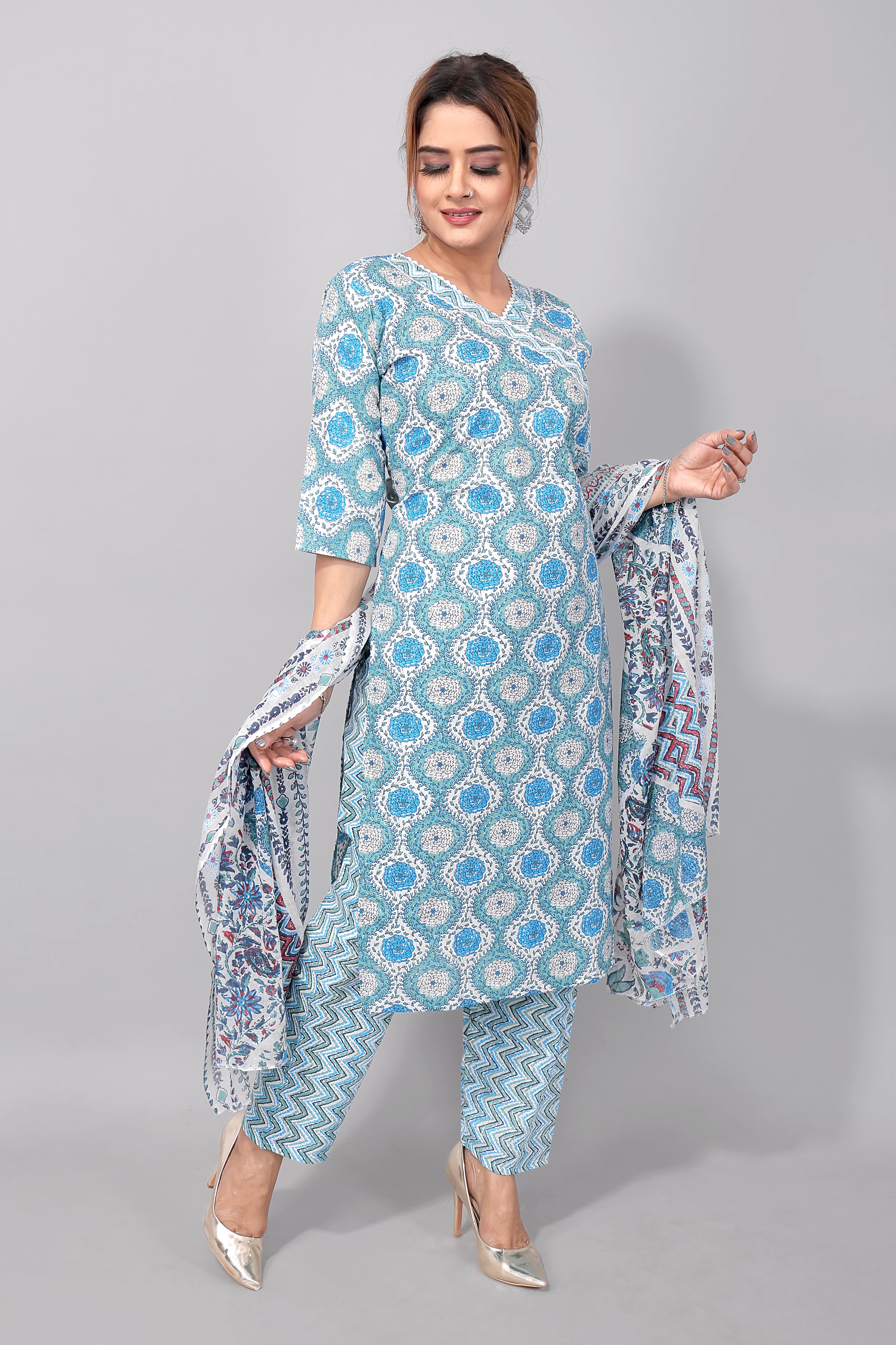 light blue Stylish Kurti Set