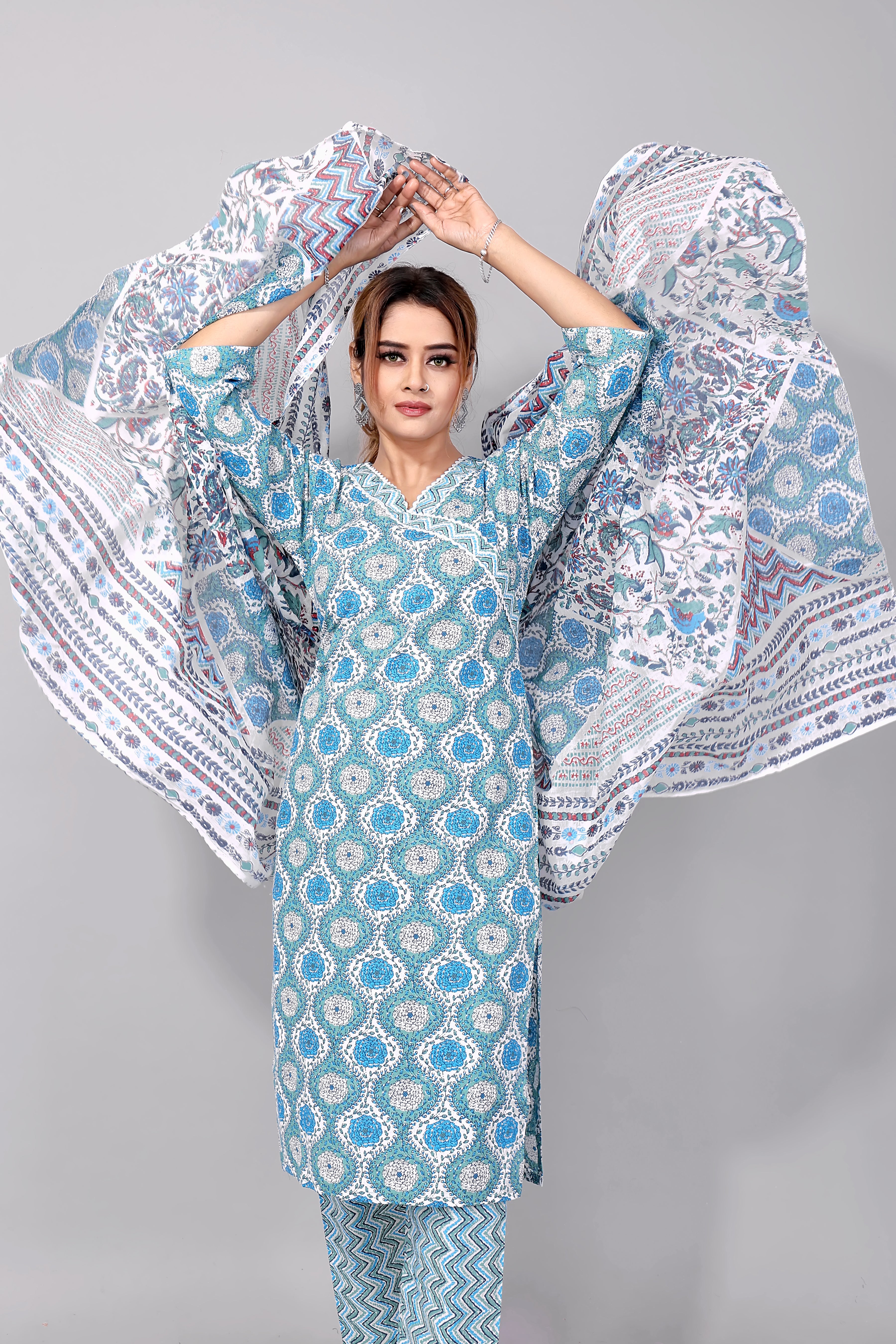 light blue Stylish Kurti Set