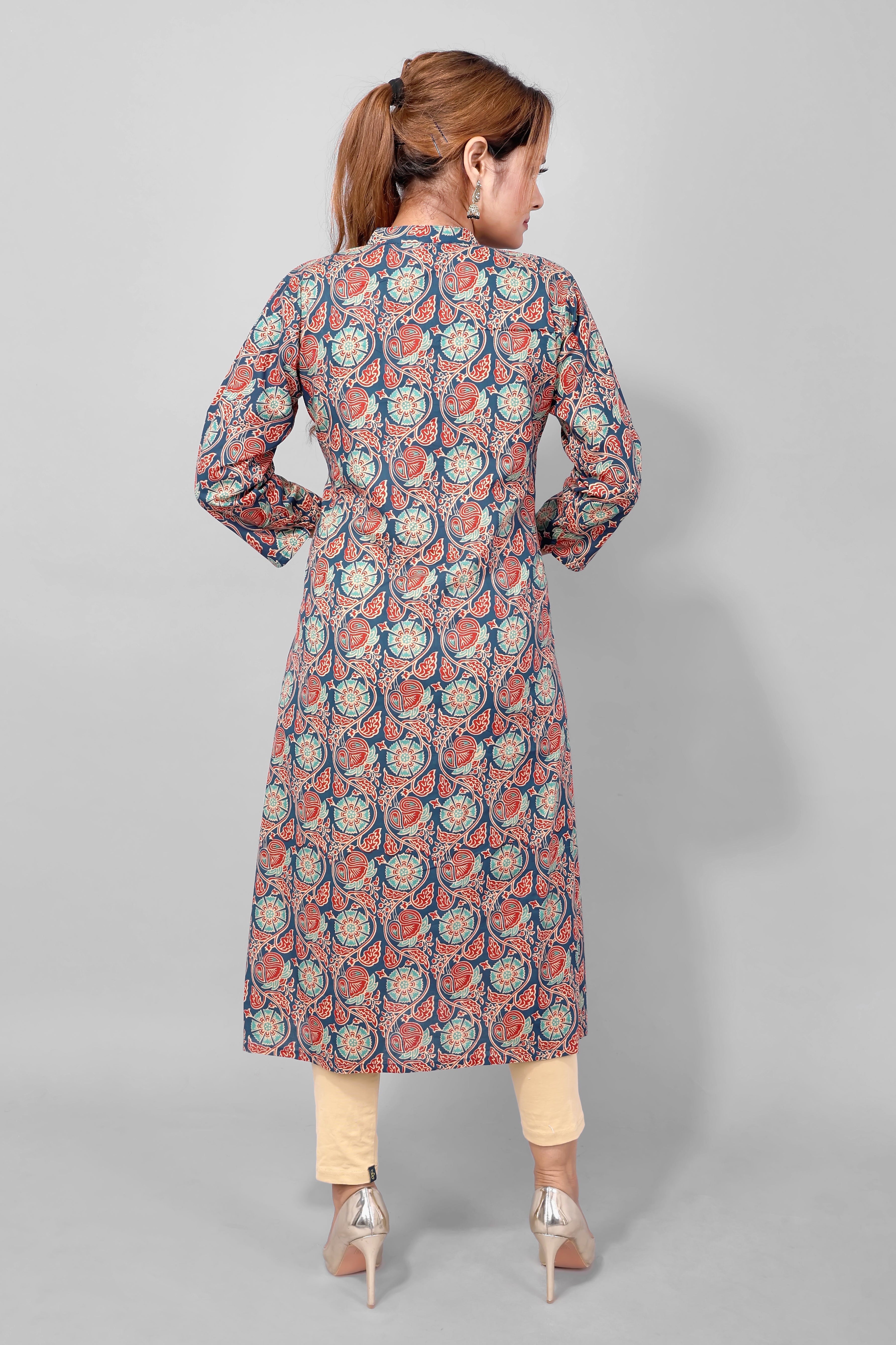 Printed Cotton Long Kurta