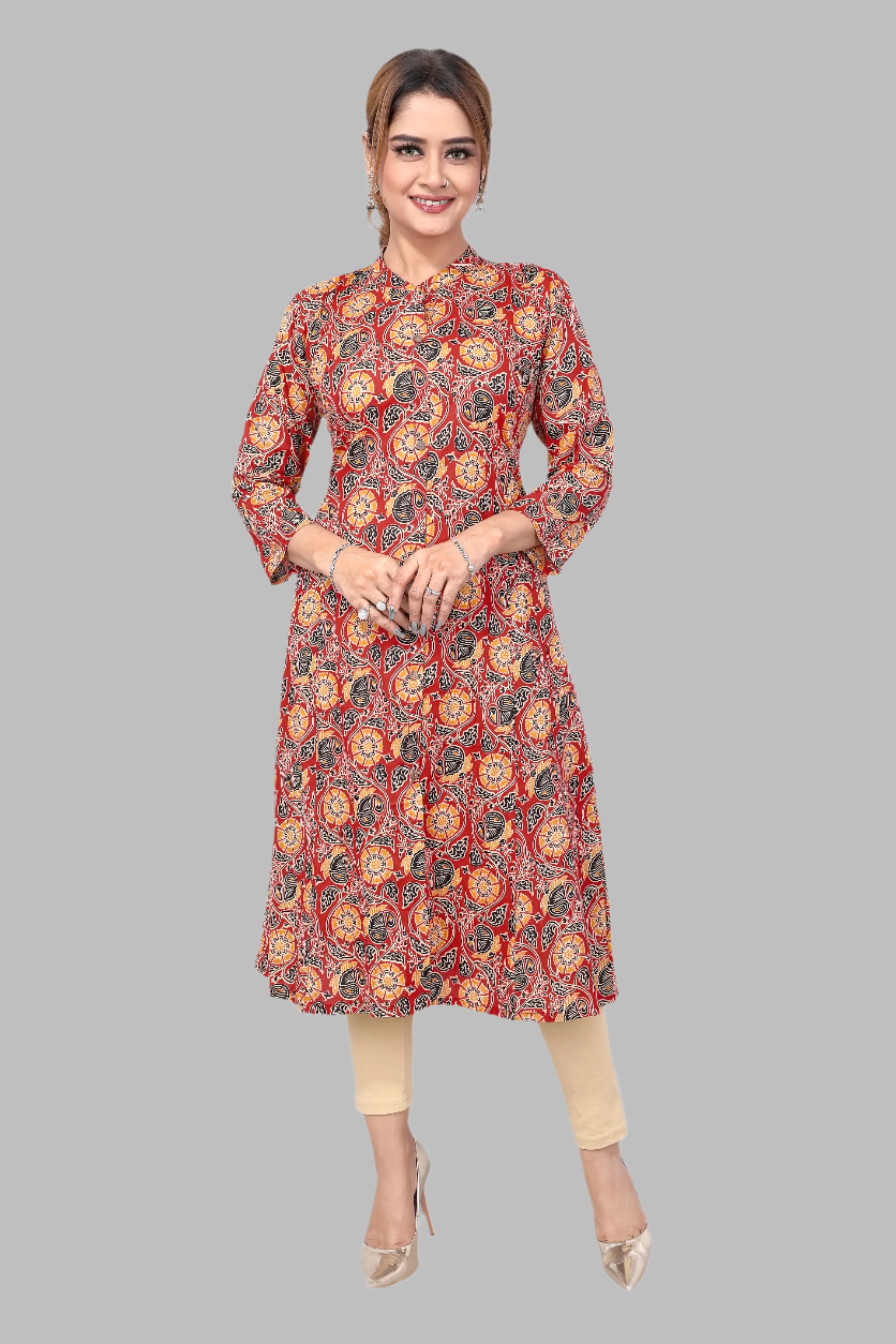 Maroon Cotton Long Kurta