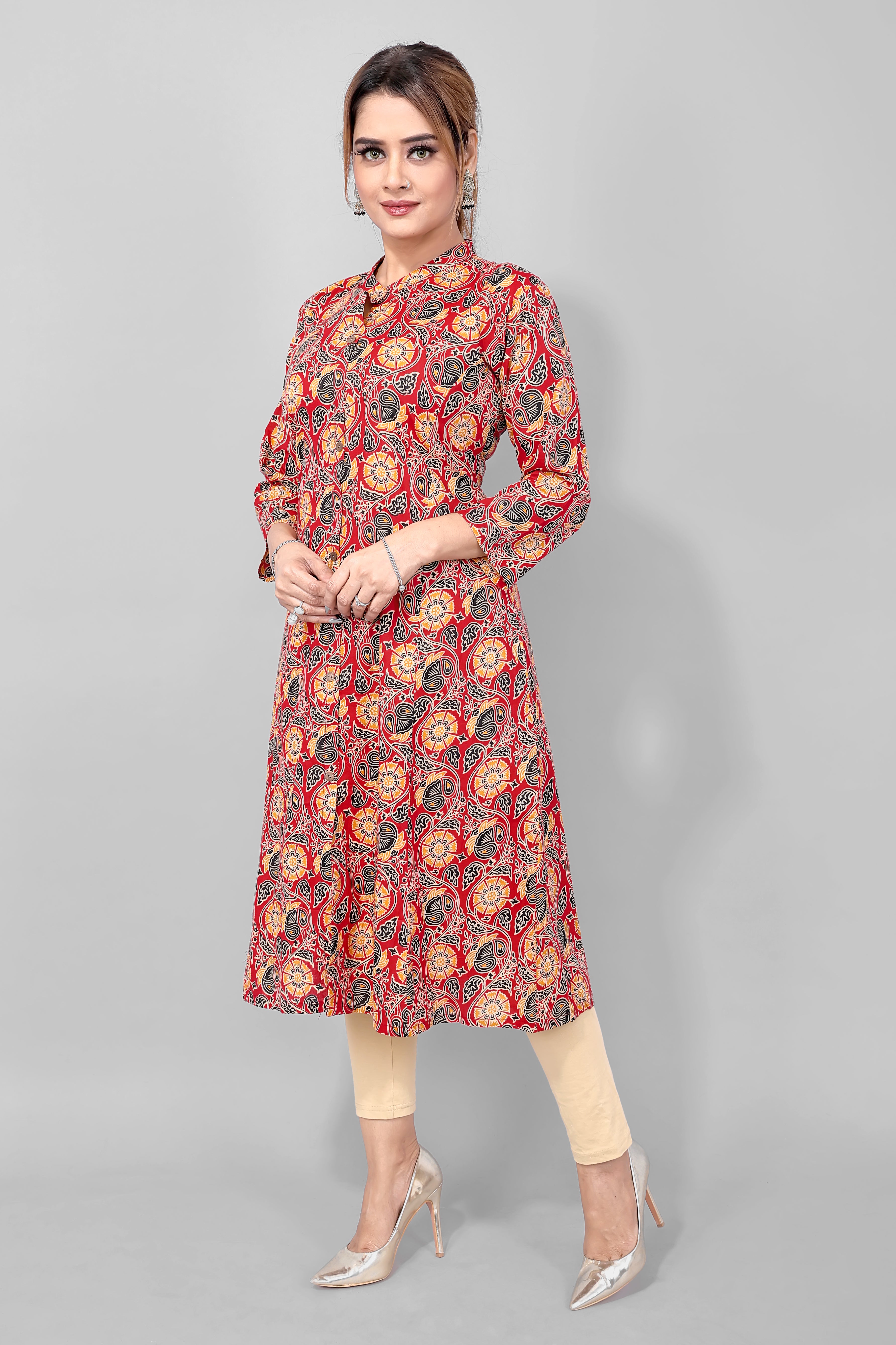 Maroon Cotton Long Kurta