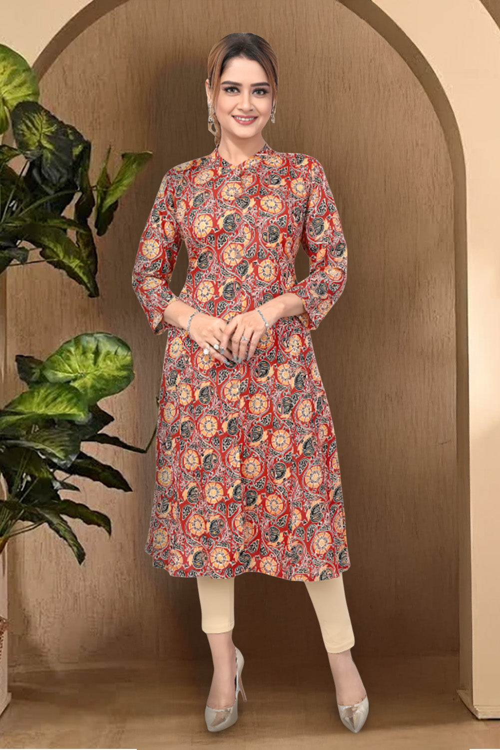 Maroon Cotton Long Kurta