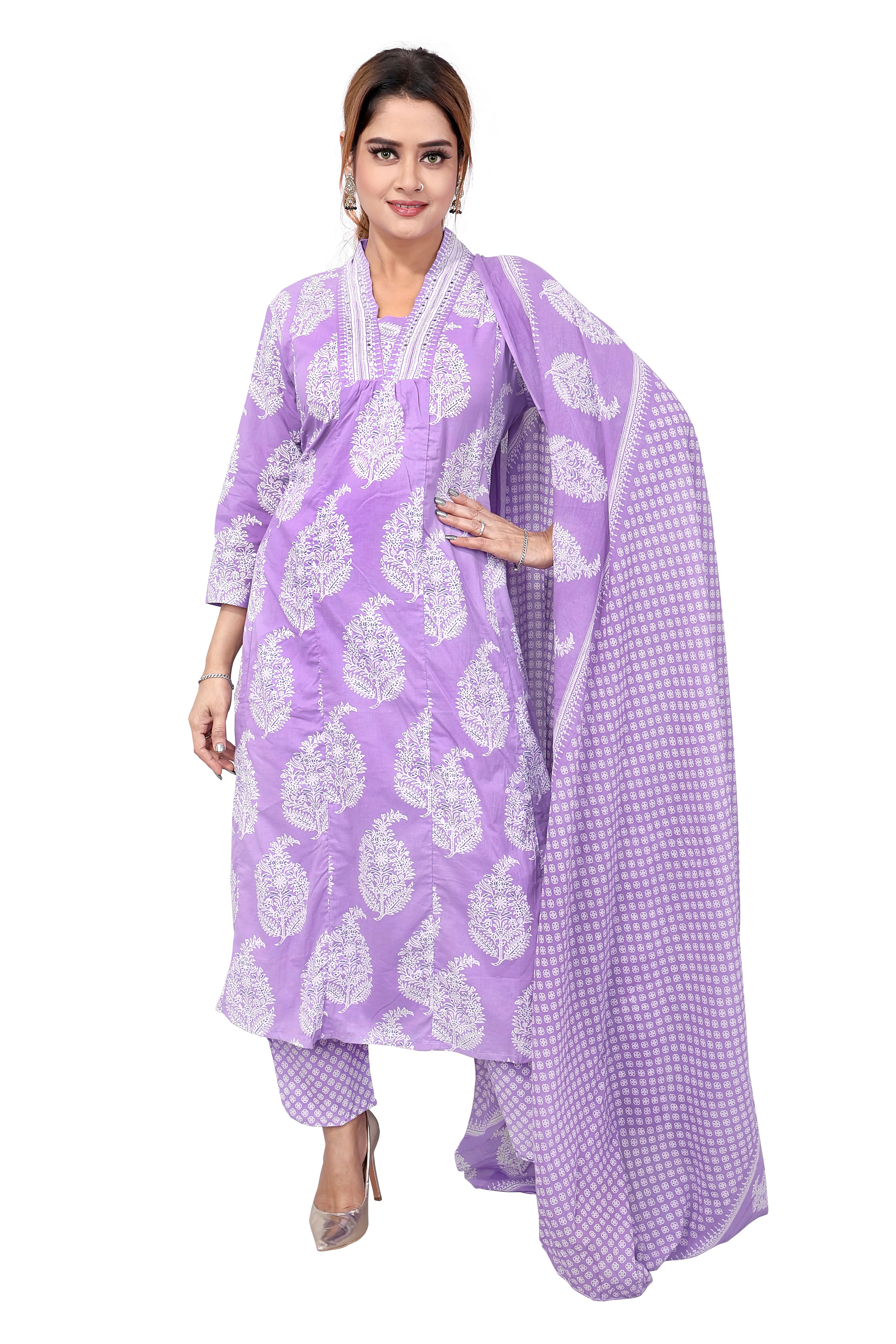 Light Purple Kurti Pant Set