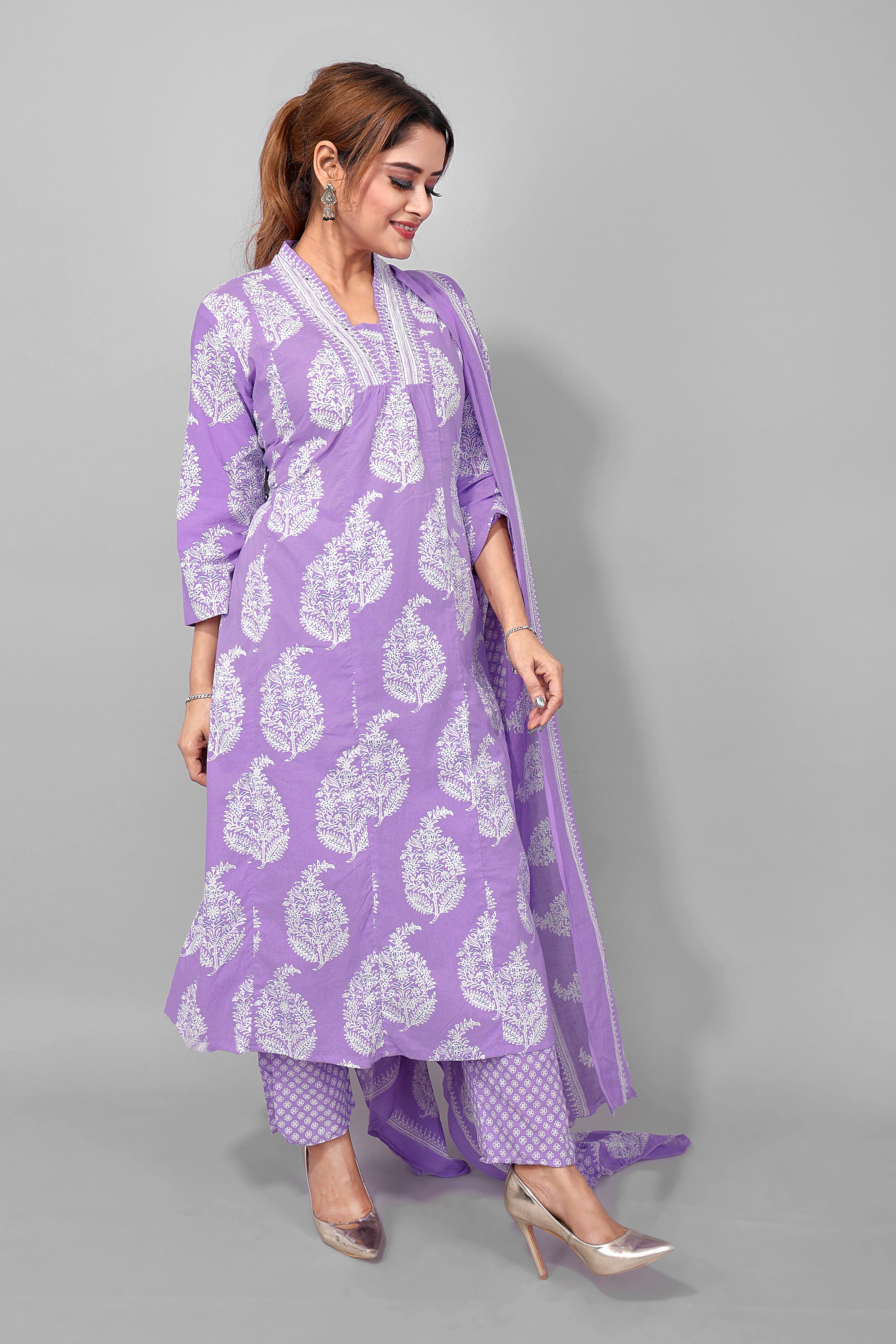 Light Purple Kurti Pant Set