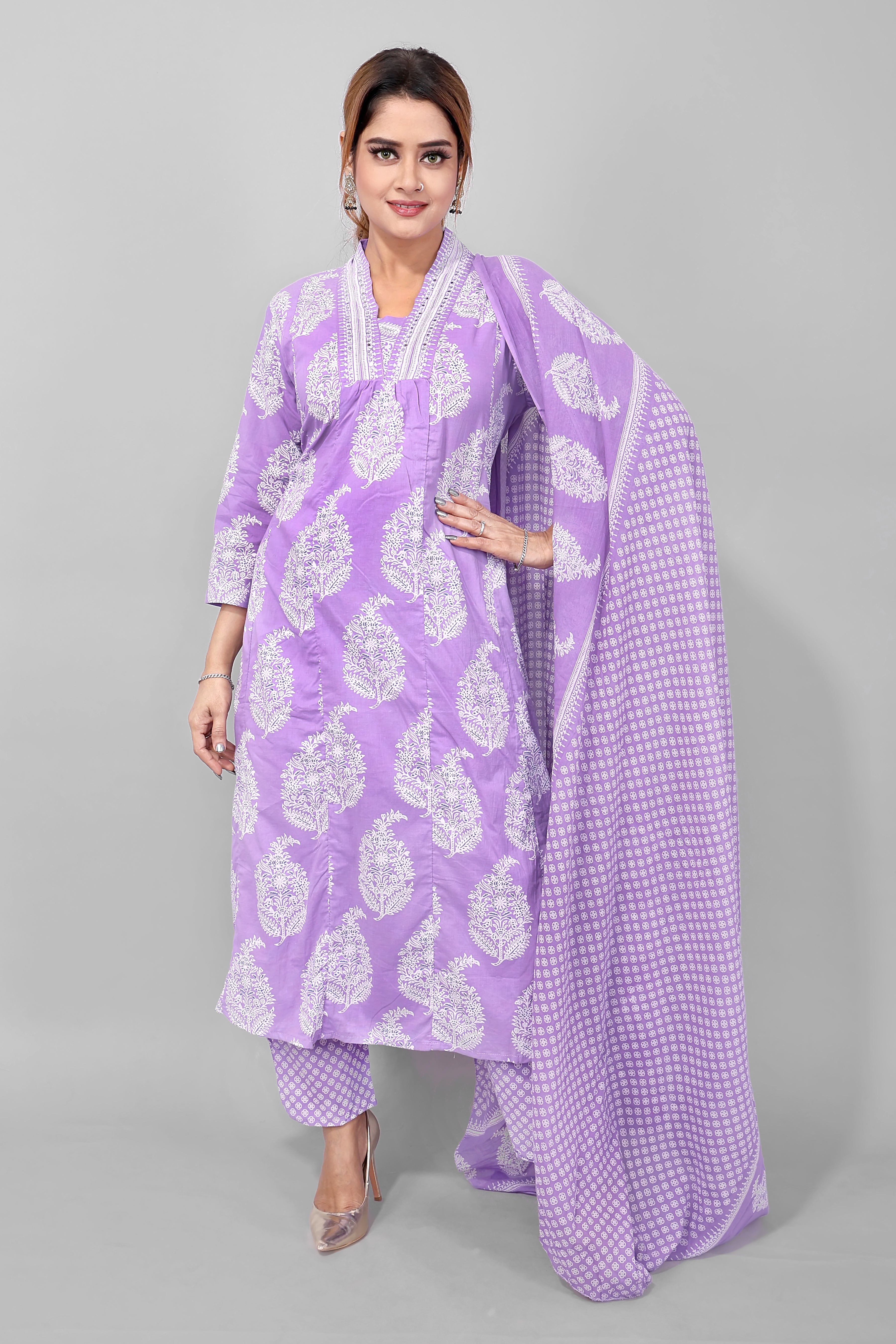 Light Purple Kurti Pant Set