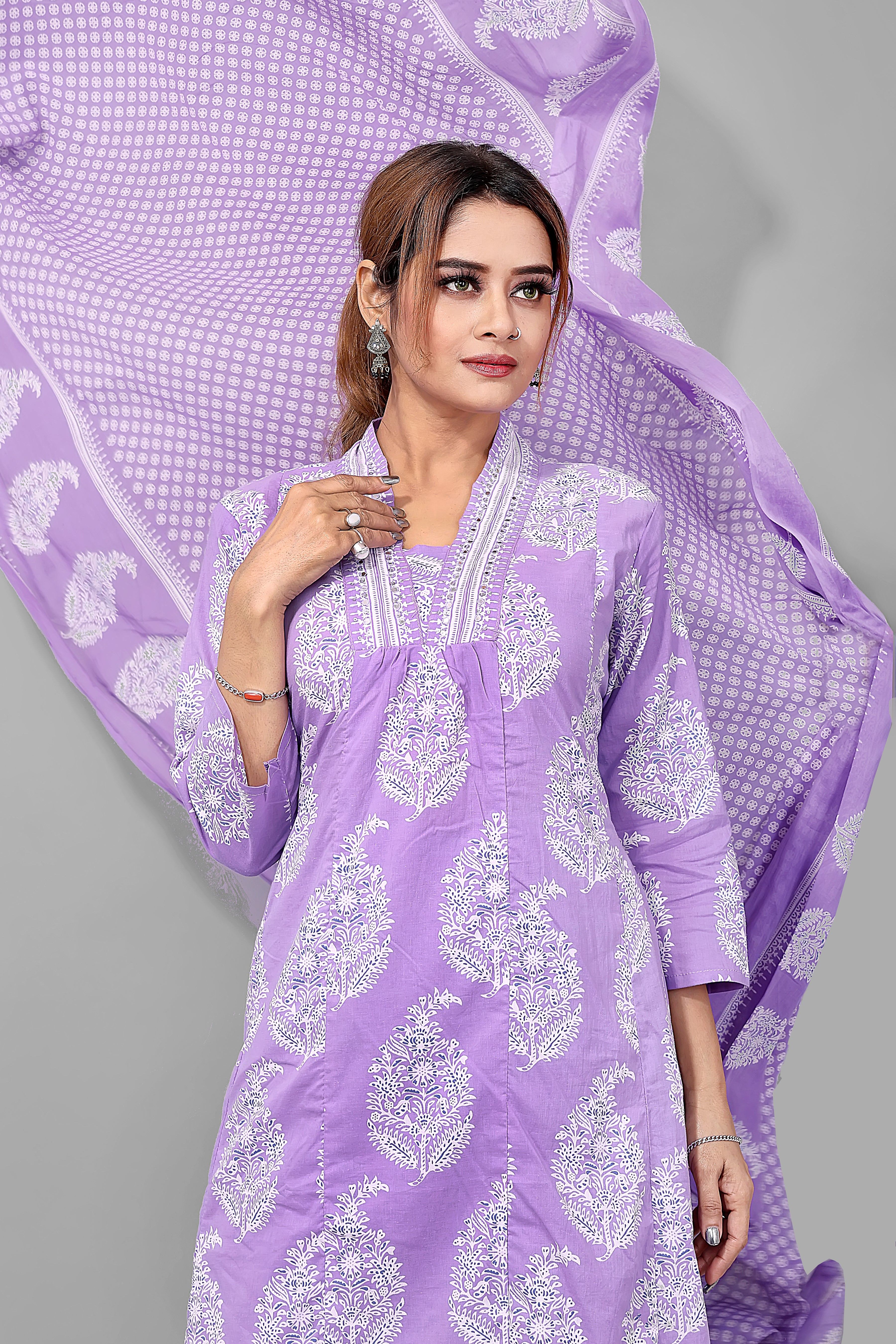 Light Purple Kurti Pant Set