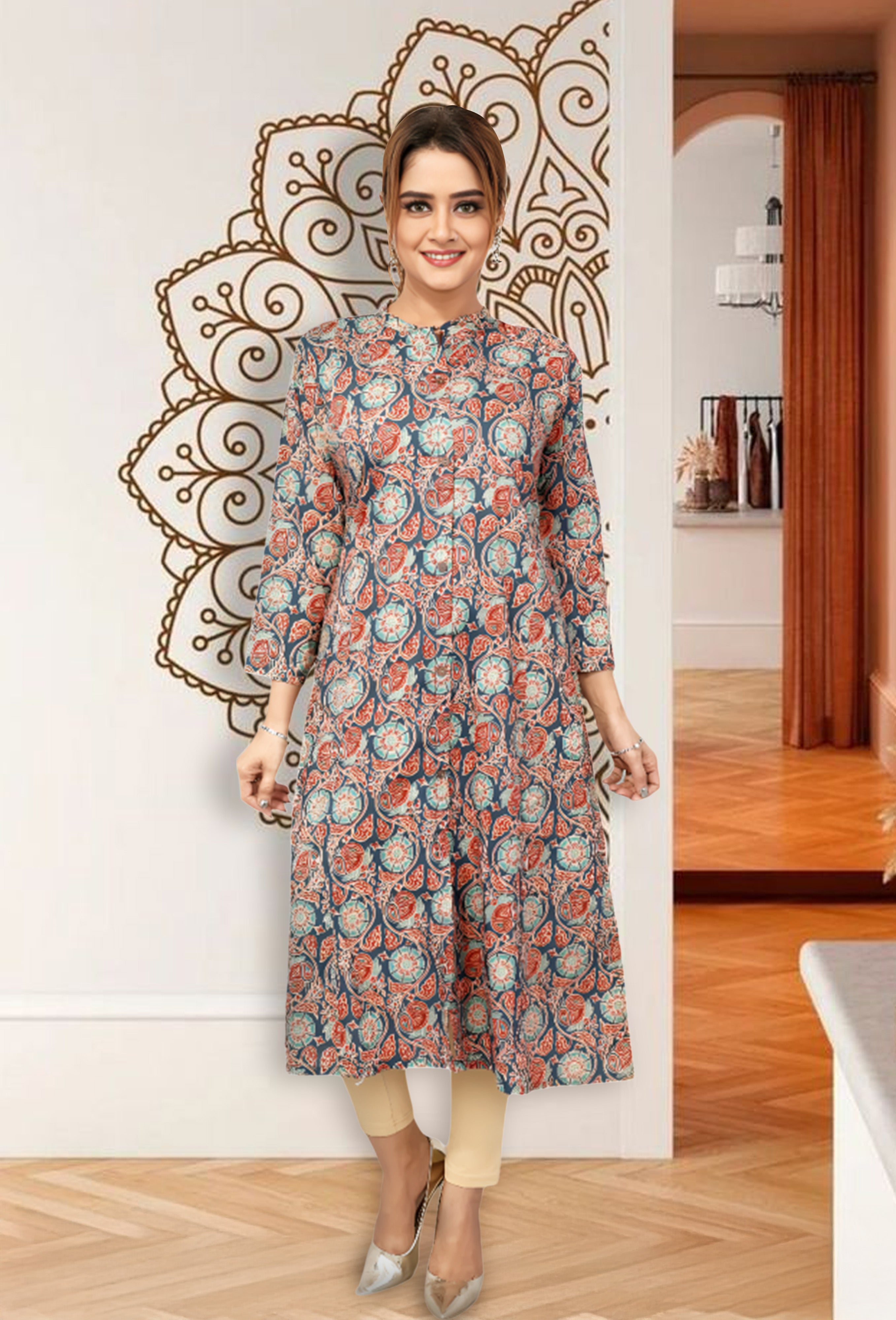Printed Cotton Long Kurta