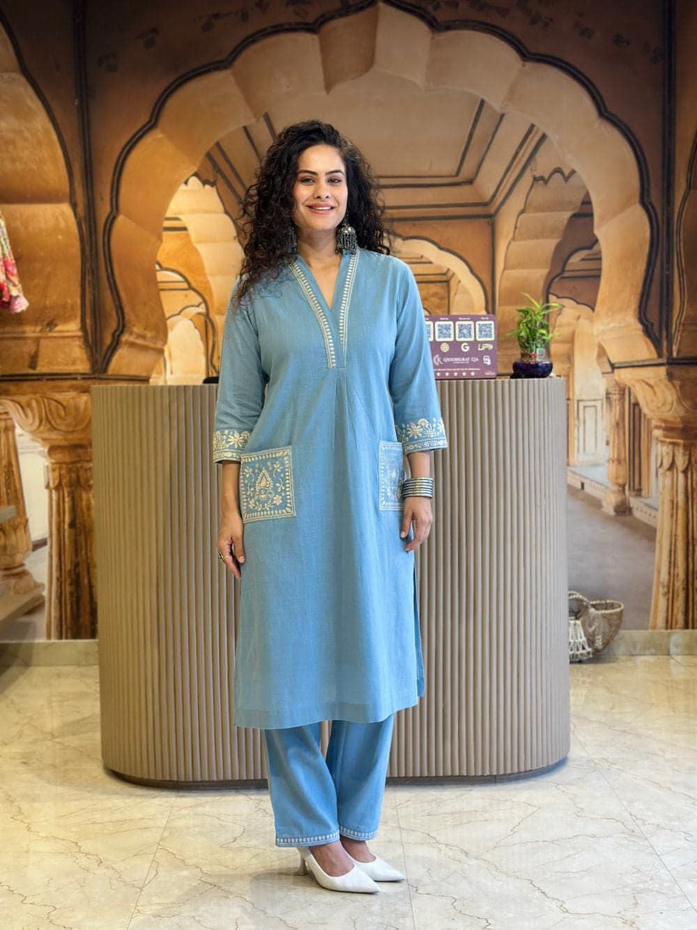 Soft Premium Cotton Fabric with Embroidery Pockets